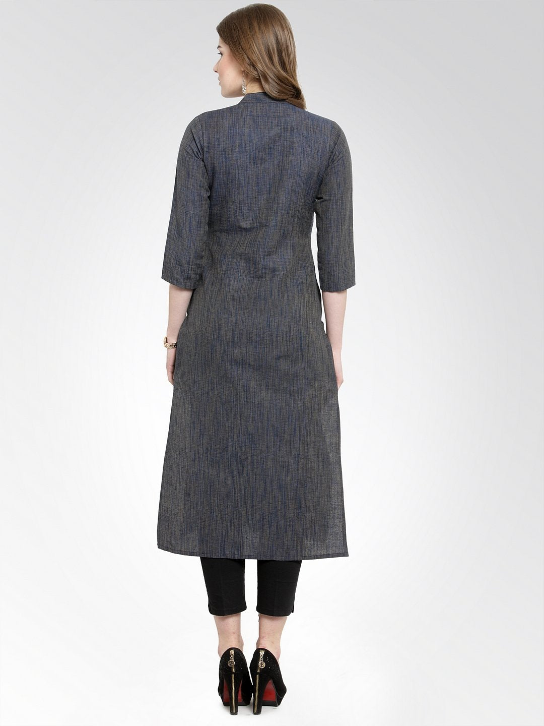 Jompers Women Navy self design straight Kurta | Grocsy