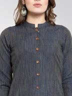 Jompers Women Navy self design straight Kurta | Grocsy