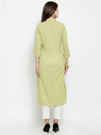 Jompers Women Green woven design Straight Kurta | Grocsy