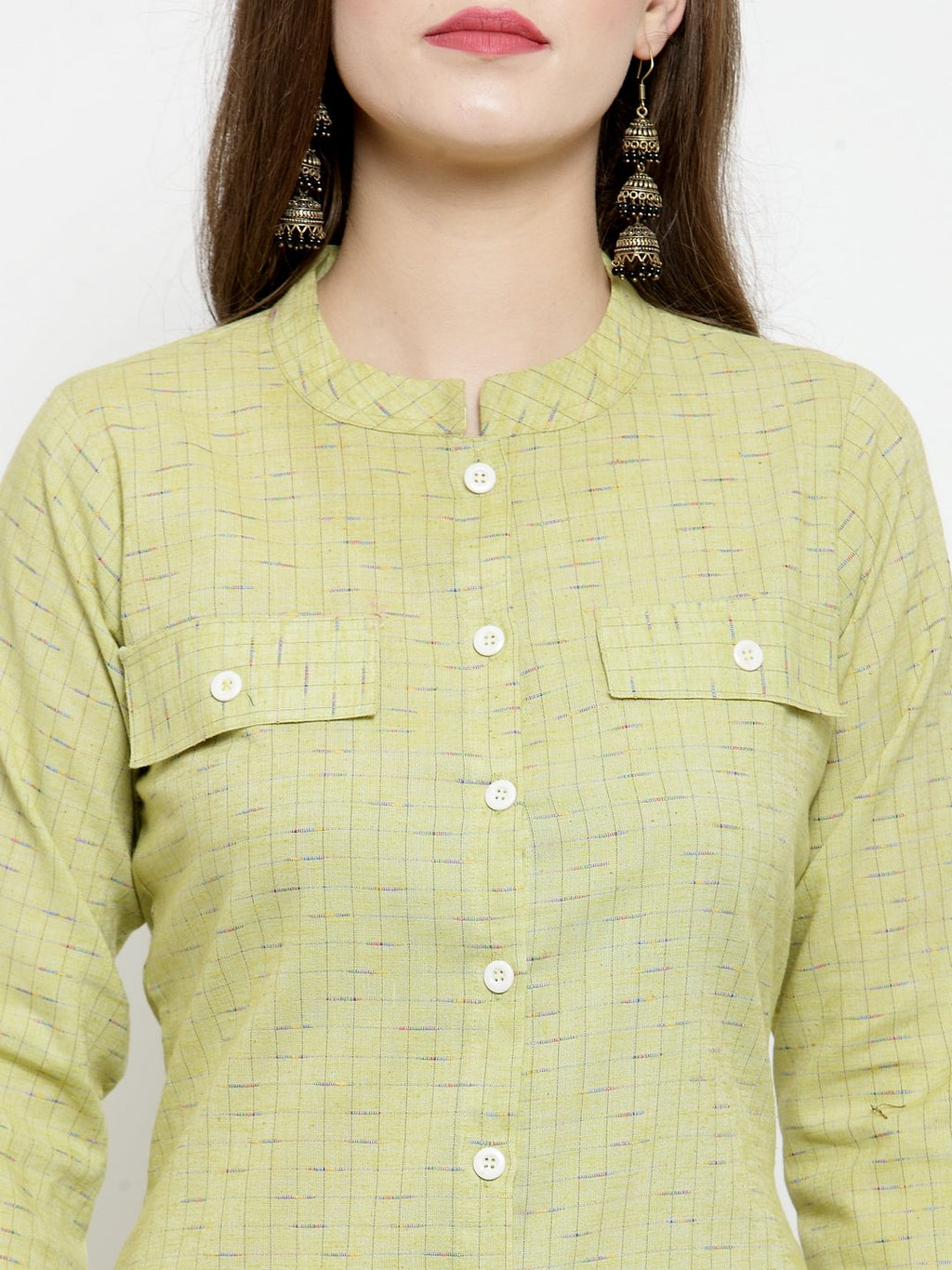 Jompers Women Green woven design Straight Kurta | Grocsy
