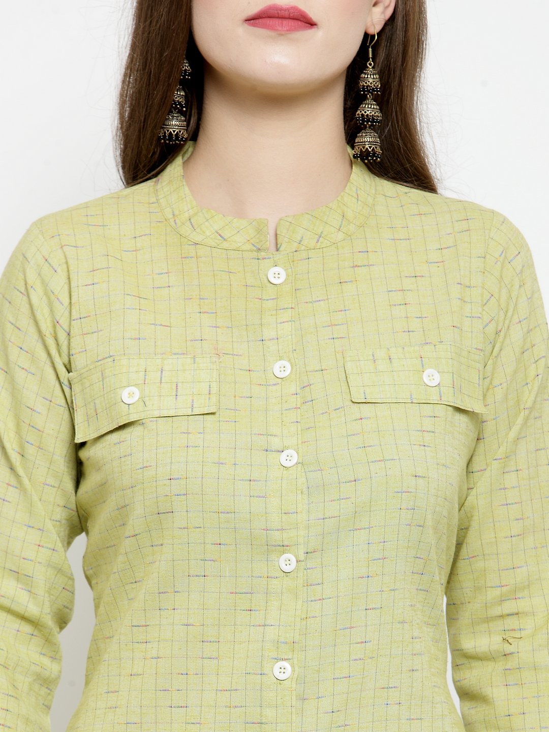 Jompers Women Green woven design Straight Kurta | Grocsy