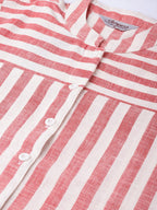 Jompers Women Red & Off-White Striped Cotton Straight Kurta | Grocsy