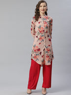 Jompers Women Peach & Red Printed Summer-cool A-line Kurta | Grocsy