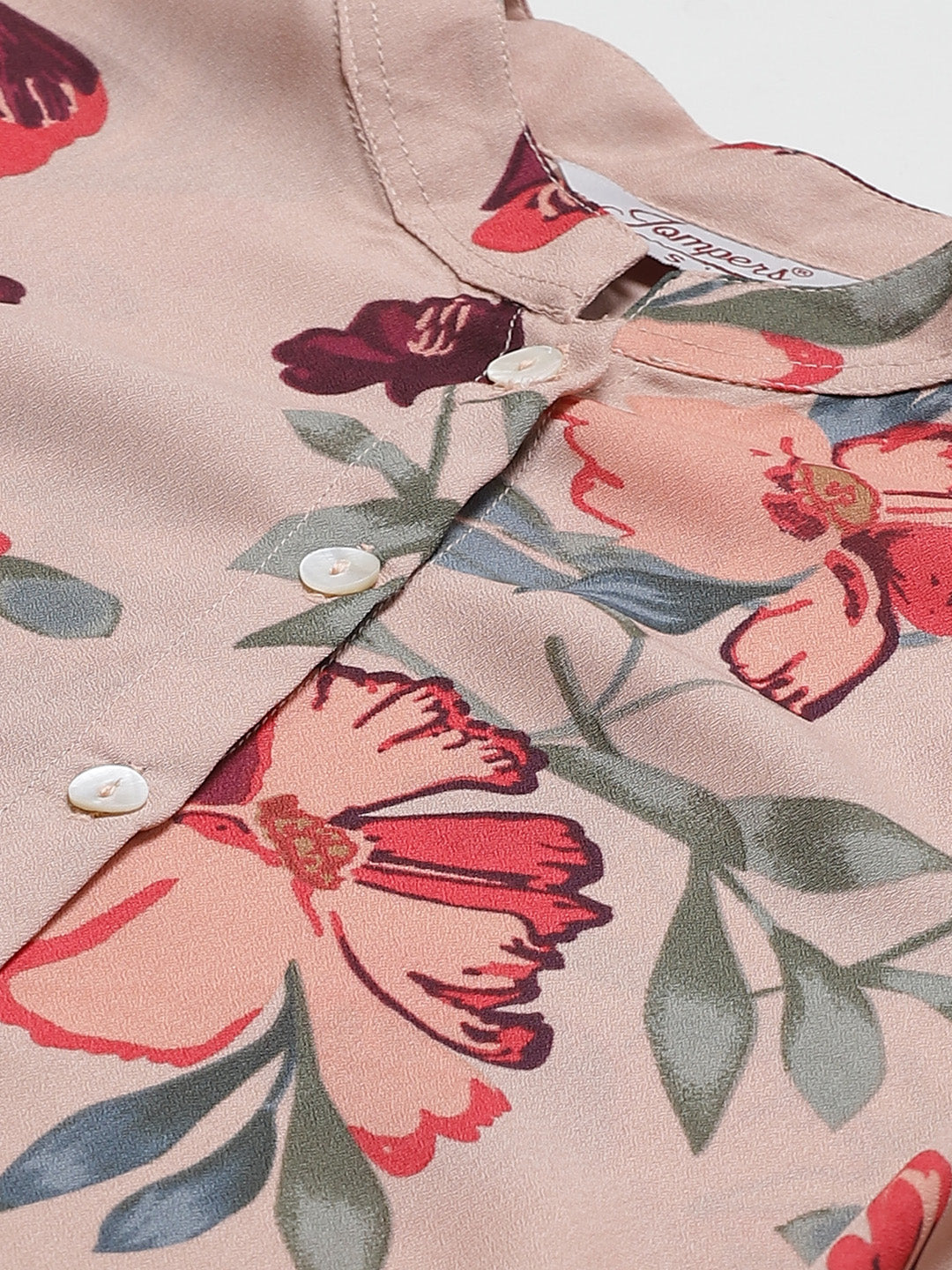 Jompers Women Peach & Red Printed Summer-cool A-line Kurta | Grocsy