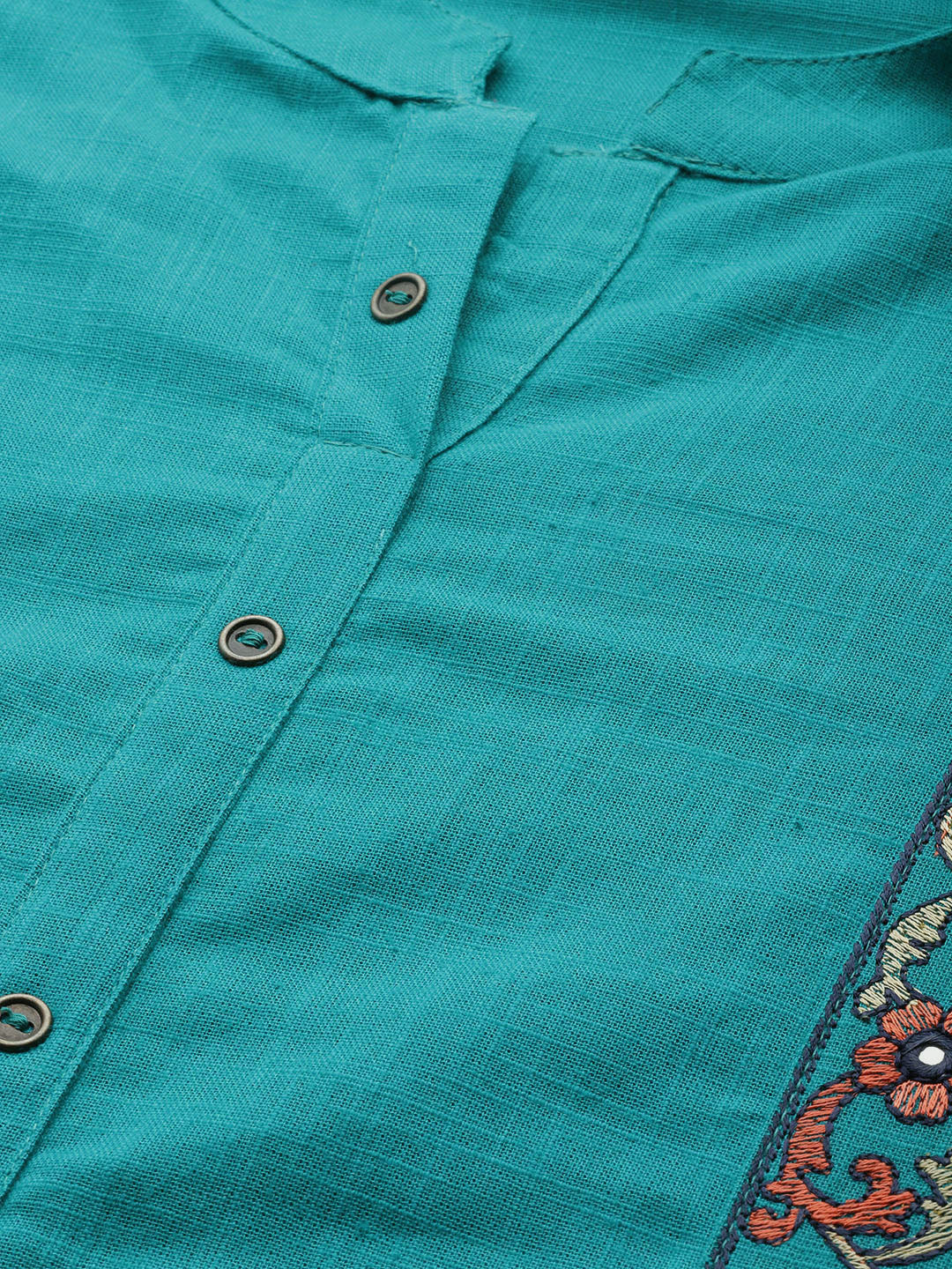 Jompers Women Green Embroidered Detail Straight Kurta | Grocsy