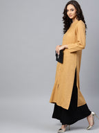 Jompers Women Beige Cotton Straight Kurta with Pintucks | Grocsy