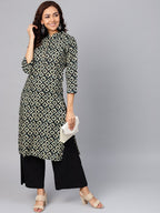 Jompers Women Cream-Coloured & Black Printed Straight Kurta | Grocsy