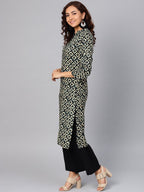 Jompers Women Cream-Coloured & Black Printed Straight Kurta | Grocsy
