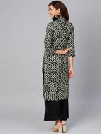 Jompers Women Cream-Coloured & Black Printed Straight Kurta | Grocsy