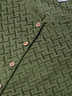 Jompers Women Olive Green Woven Design Straight Kurta | Grocsy