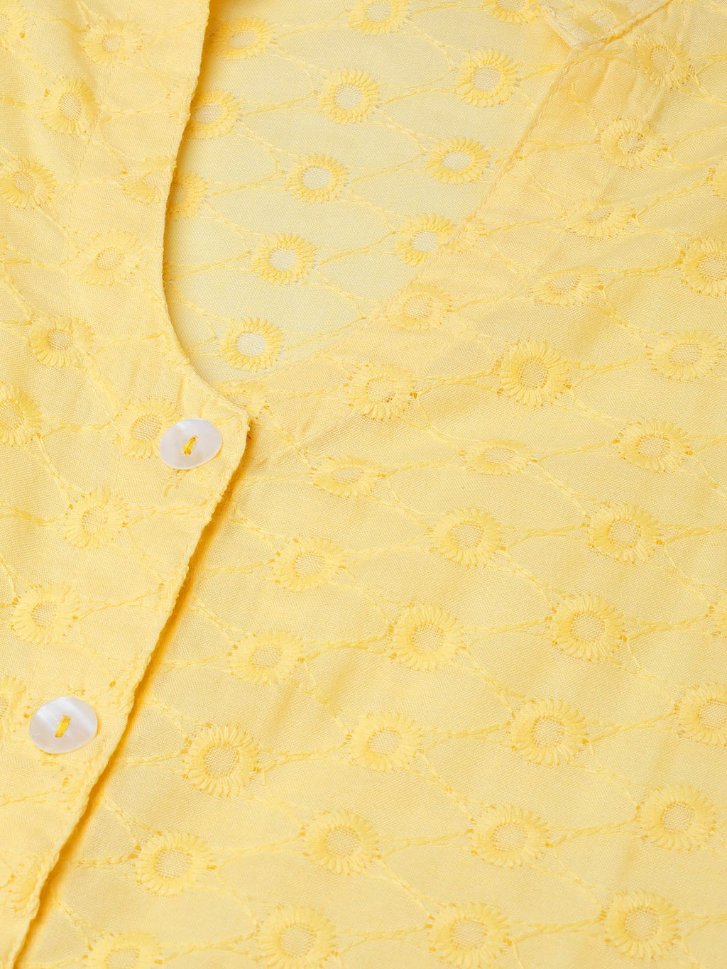 Jompers Women Yellow Chikankari Embroidered Semi-Sheer Straight Kurta | Grocsy