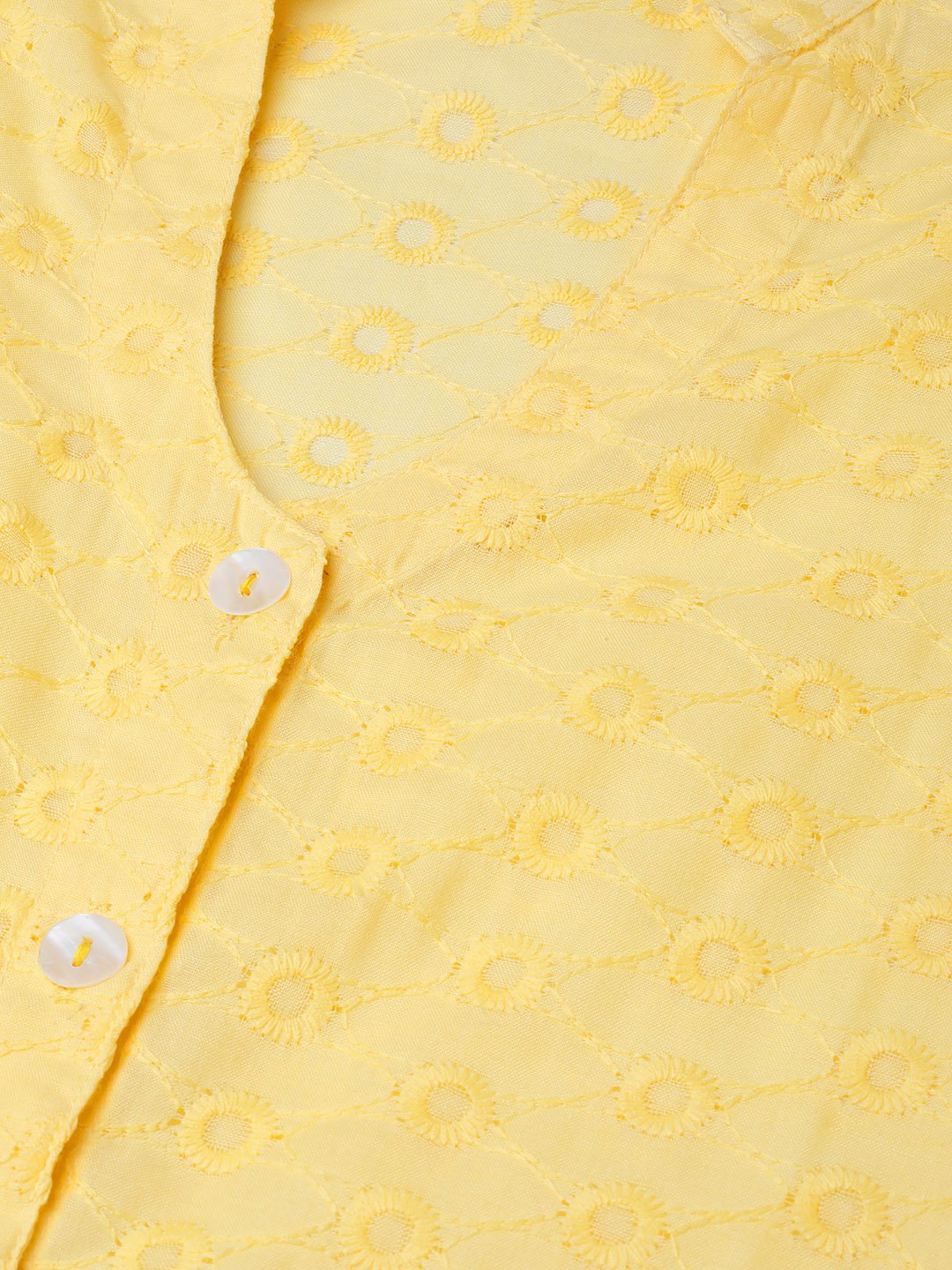 Jompers Women Yellow Chikankari Embroidered Semi-Sheer Straight Kurta | Grocsy