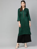 Jompers Women Green Embroidered Straight Kurta | Grocsy