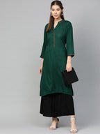 Jompers Women Green Embroidered Straight Kurta | Grocsy