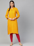 Jompers Women Mustard Embroidered Straight Kurta | Grocsy
