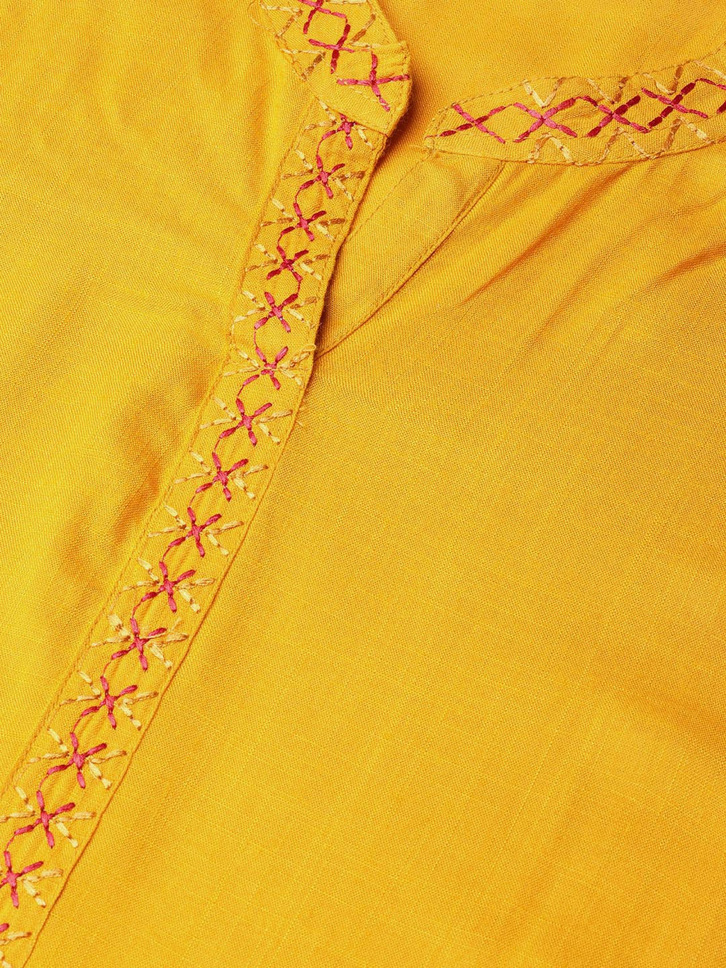 Jompers Women Mustard Embroidered Straight Kurta | Grocsy
