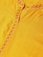 Jompers Women Mustard Embroidered Straight Kurta | Grocsy