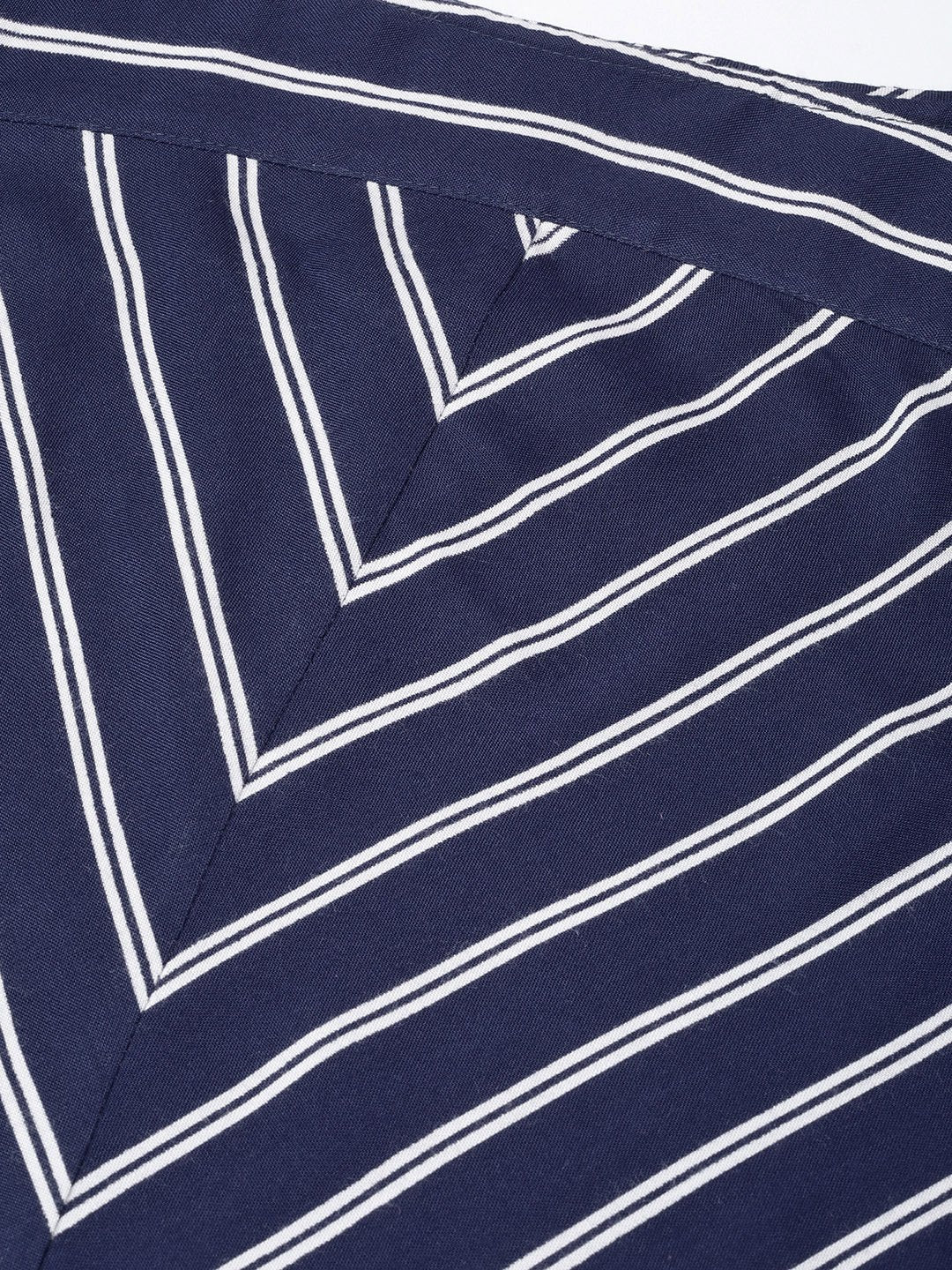 Jompers Women Navy Blue & White Striped Straight Kurta | Grocsy
