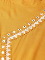 Jompers Women Mustard Embroidered Straight Kurta | Grocsy