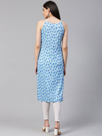 Jompers Women Blue Printed Straight Kurta | Grocsy