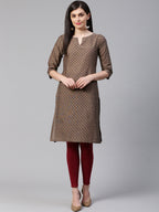 Jompers Women Grey & Maroon Printed Straight Kurta | Grocsy