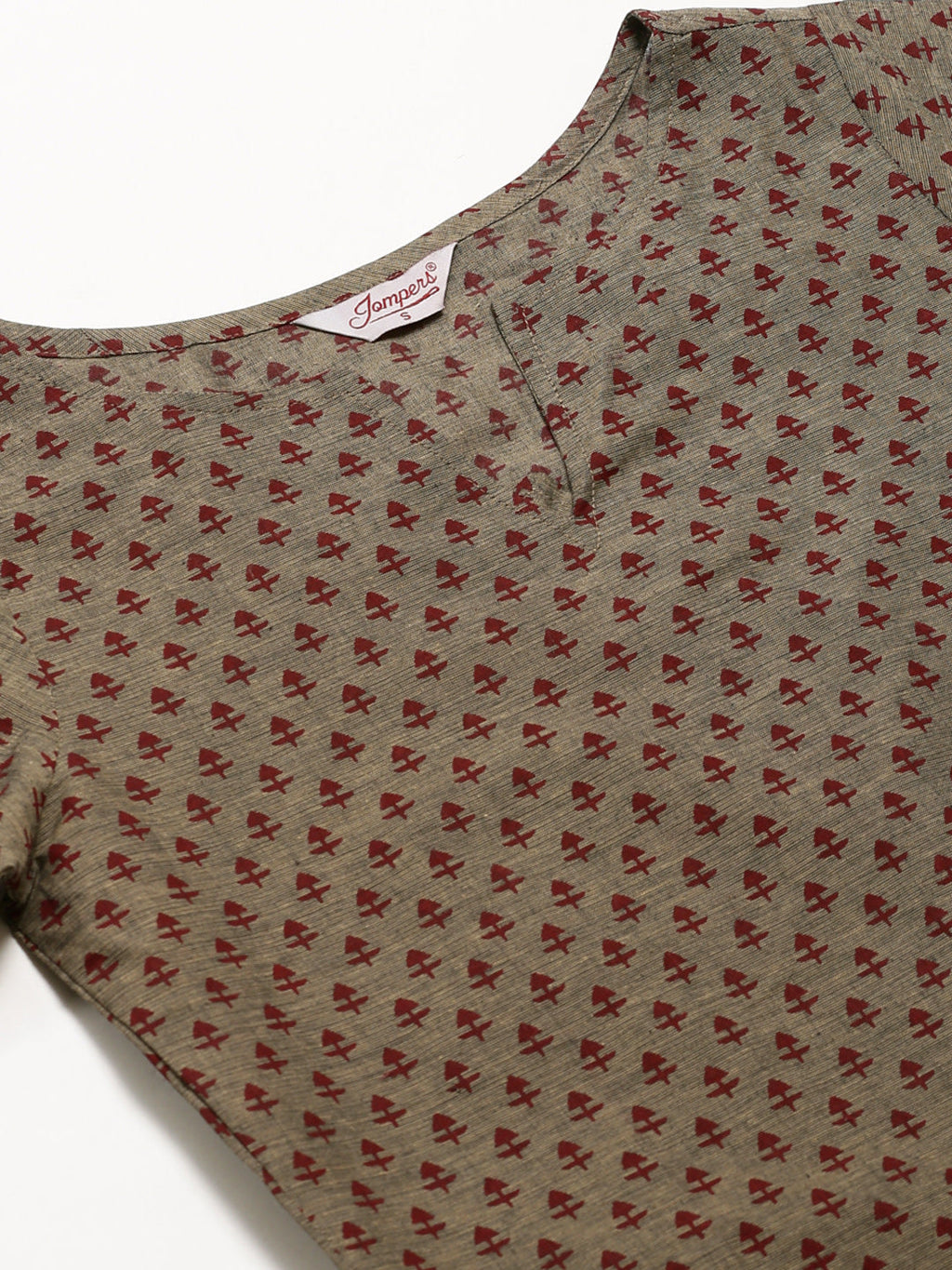 Jompers Women Grey & Maroon Printed Straight Kurta | Grocsy