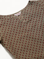 Jompers Women Grey & Maroon Printed Straight Kurta | Grocsy