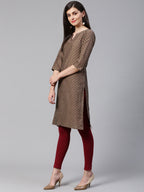 Jompers Women Grey & Maroon Printed Straight Kurta | Grocsy