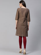 Jompers Women Grey & Maroon Printed Straight Kurta | Grocsy