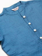Jompers Women Blue Woven Design Jacquard Weave A-Line Kurta | Grocsy