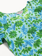 Jompers Women Blue & Green Floral Print Angrakha A-Line Kurta | Grocsy