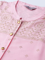 Jompers Women's Pink & Gold-Toned Printed Straight Kurta | Grocsy