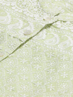 Jompers Women's Lime Green & White Chikankari Embroidered Kurta with Palazzos | Grocsy