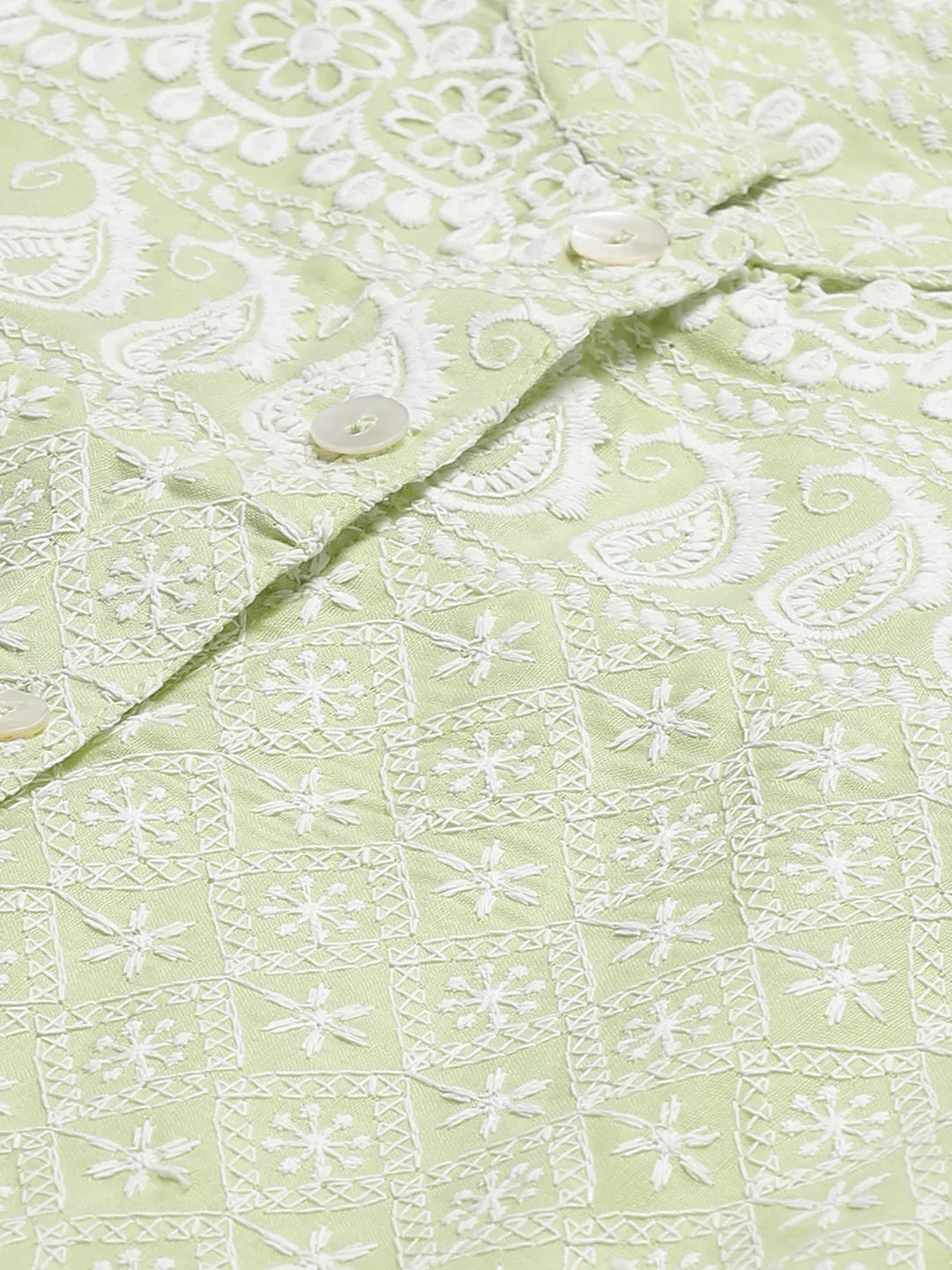 Jompers Women's Lime Green & White Chikankari Embroidered Kurta with Palazzos | Grocsy
