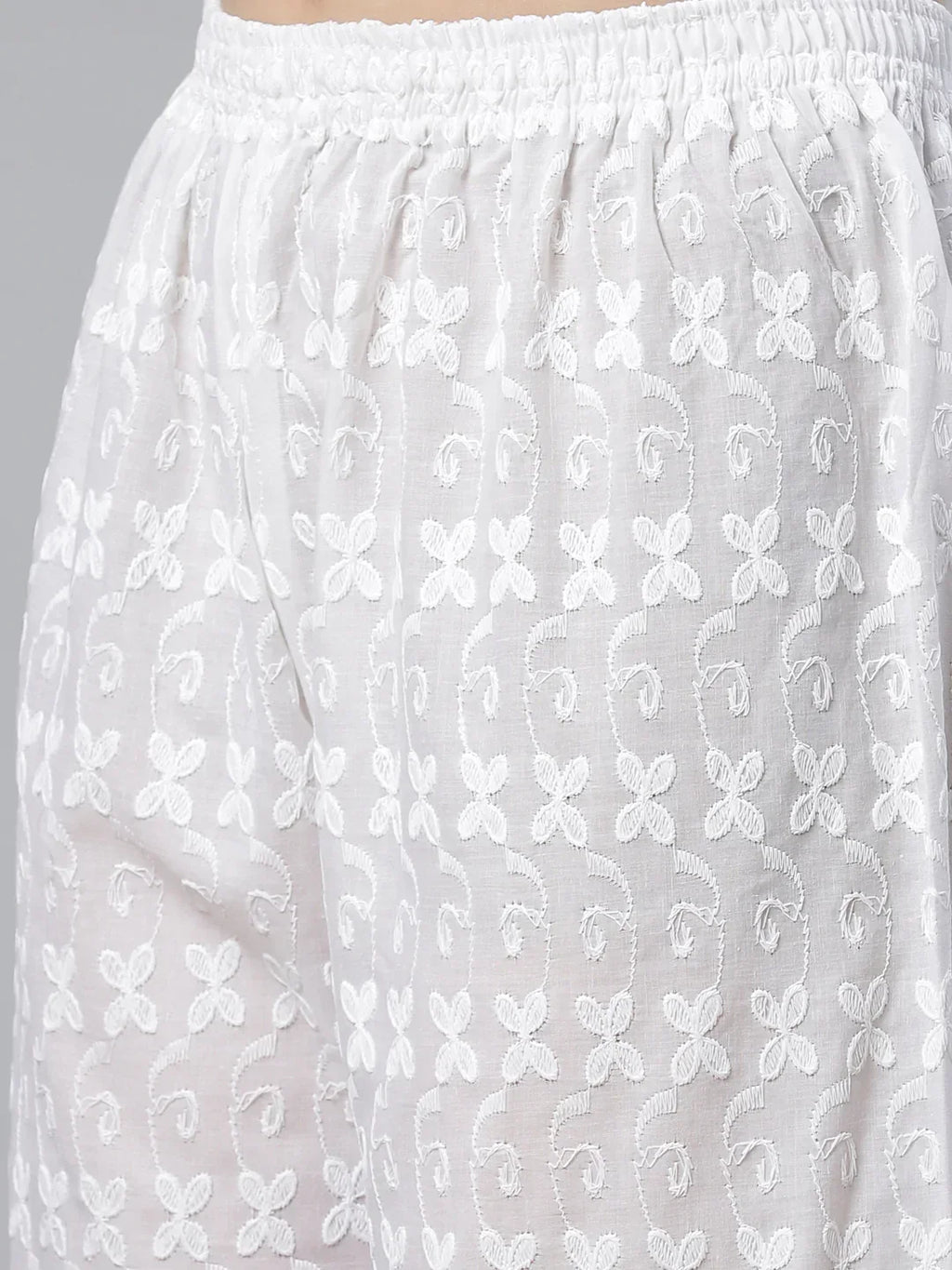 Jompers Women's Lime Green & White Chikankari Embroidered Kurta with Palazzos | Grocsy