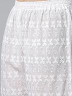 Jompers Women's Lime Green & White Chikankari Embroidered Kurta with Palazzos | Grocsy