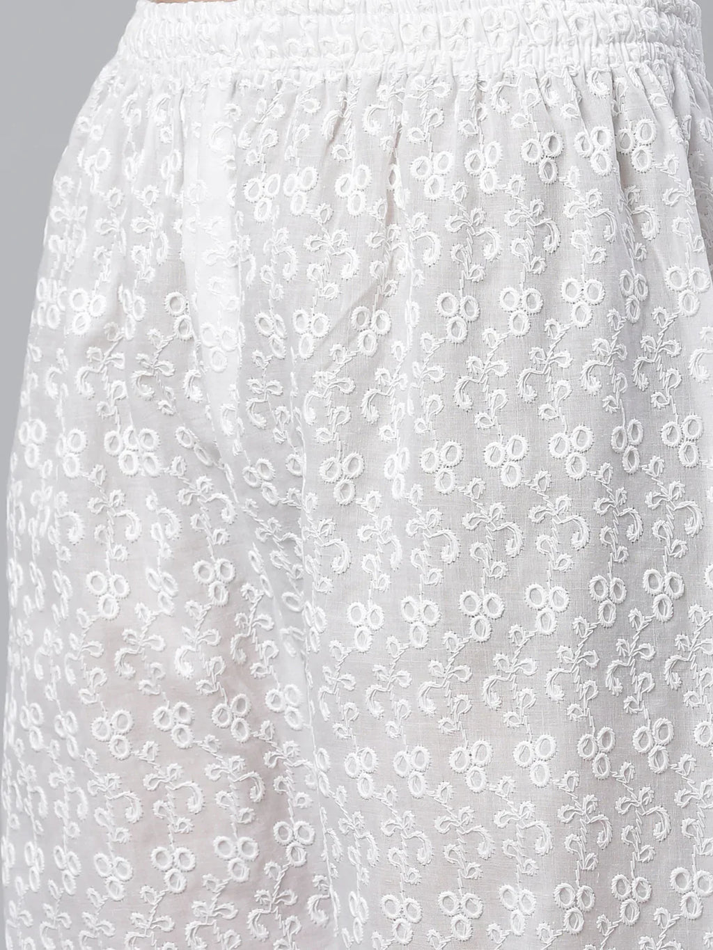 Jompers Women's Grey & White Chikankari Embroidered Kurta with Palazzos | Grocsy