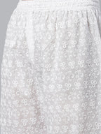 Jompers Women's Grey & White Chikankari Embroidered Kurta with Palazzos | Grocsy