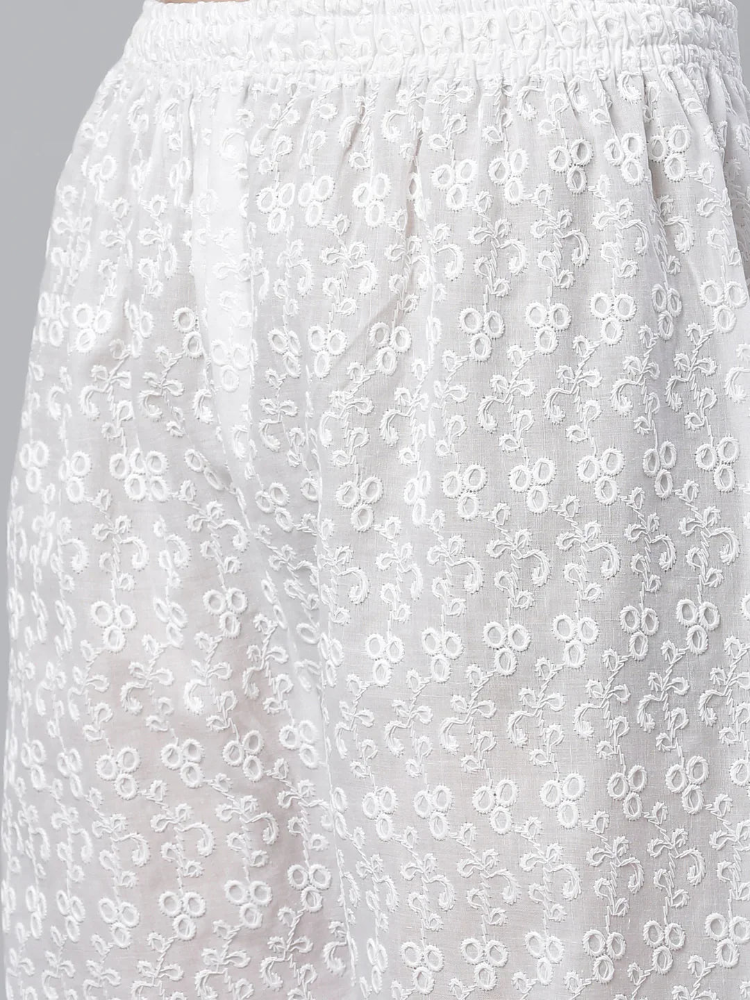 Jompers Women's Grey & White Chikankari Embroidered Kurta with Palazzos | Grocsy