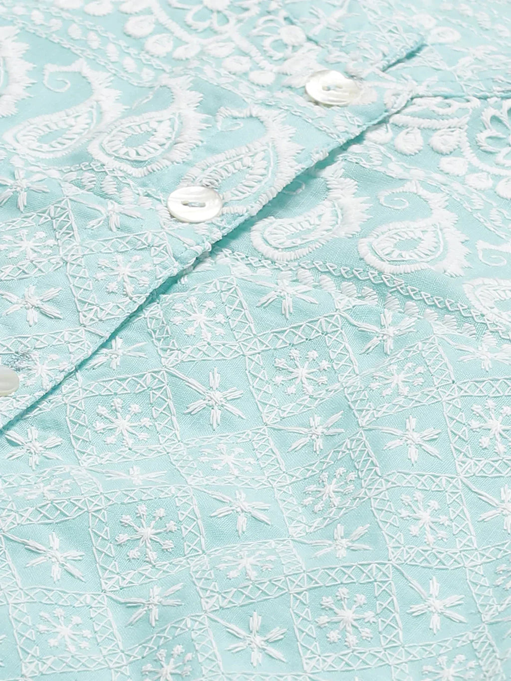 Jompers Women's Sky Blue & White Chikankari Embroidered Kurta with Palazzos | Grocsy
