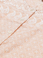 Jompers Women's Peach & White Chikankari Embroidered Kurta with Palazzos | Grocsy