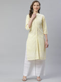 Jompers Women's Yellow & White Chikankari Embroidered Kurta with Palazzos | Grocsy
