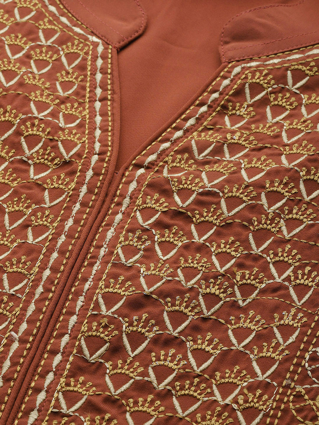 Jompers Women Brown Embroidered Yoke Design A-Line Kurta | Grocsy