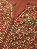 Jompers Women Brown Embroidered Yoke Design A-Line Kurta | Grocsy
