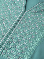 Jompers Women Green Embroidered Yoke Design A-Line Kurta | Grocsy