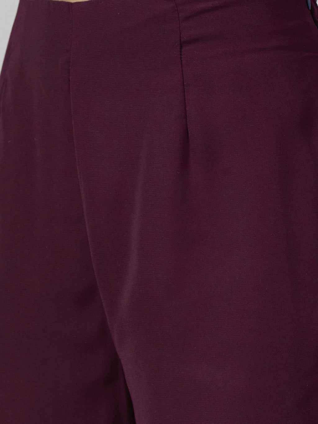 Jompers Women Purple Embroidered Yoke Design A-Line Kurta | Grocsy
