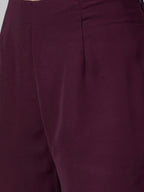 Jompers Women Purple Embroidered Yoke Design A-Line Kurta | Grocsy