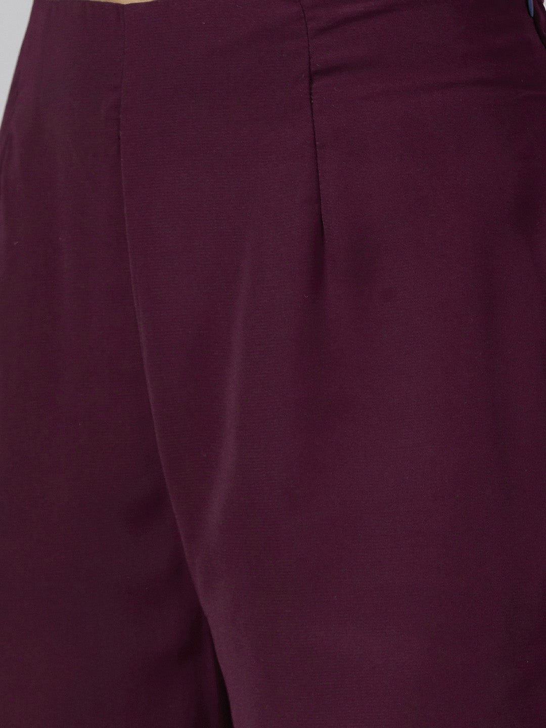 Jompers Women Purple Embroidered Yoke Design A-Line Kurta | Grocsy