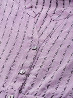 Jompers Women Purple & Black Woven Design Jacquard A-Line Kurta | Grocsy