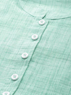 Jompers Women Green Pure Cotton Woven Design Straight Kurta | Grocsy